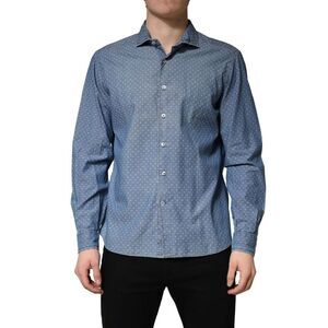 Domenico Tagliente Blue Long Sleeve Collared Casual Men's Shirt